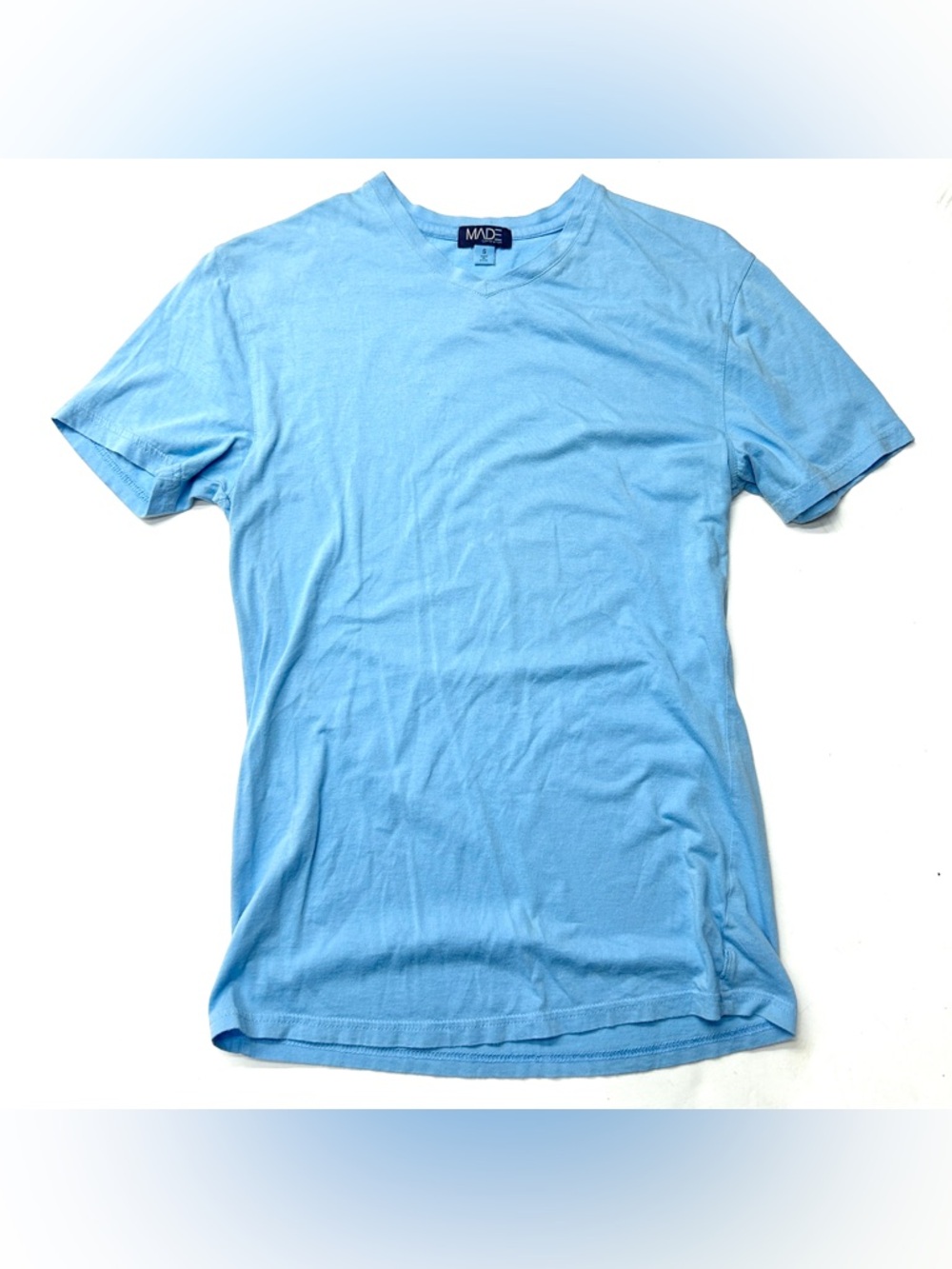 5/$25 MADE Men's Sky Blue Crew Neck Short Sleeve V-Neck Tee